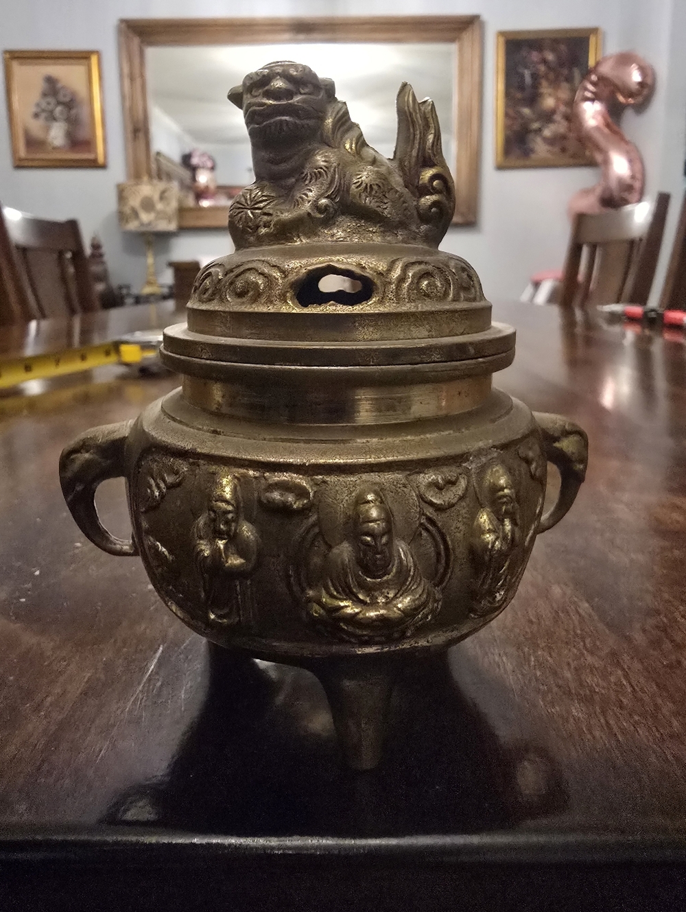 Vintage Brass Foo Dog Chinese Insence Burner
